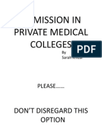Admission in Private Medical Colleges