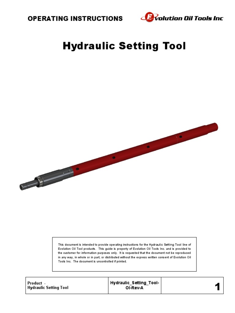 Hydraulic Setting Tool Operating Instructions Mechanical Engineering