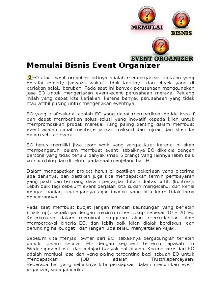 Memulai Bisnis Event Organizer Pdf
