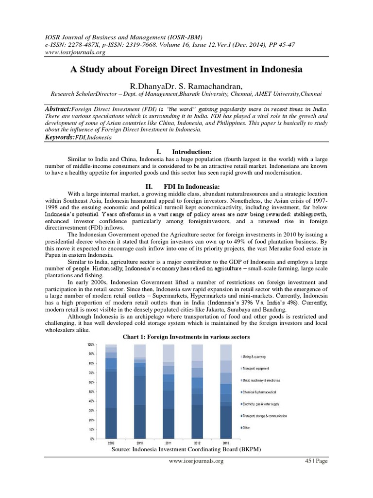 Foreign Direct Investment in Indonesia | PDF | Foreign Direct ...