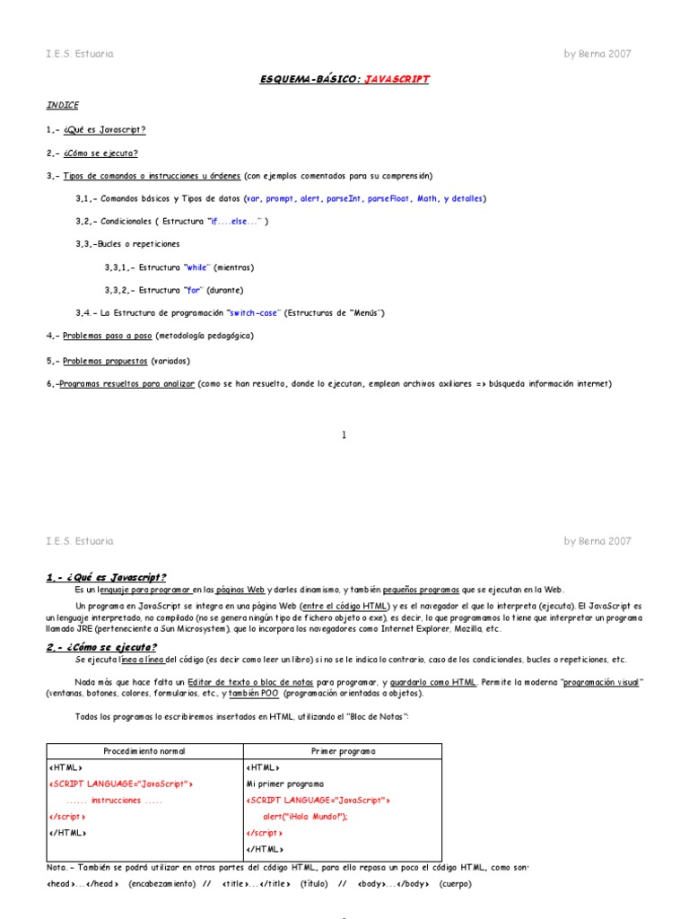 Esquema Javascript | PDF | Script Java | Comillas
