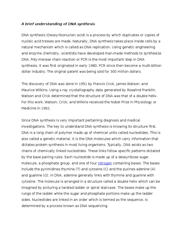 DNA Synthesis | PDF | Wellness | Science & Mathematics
