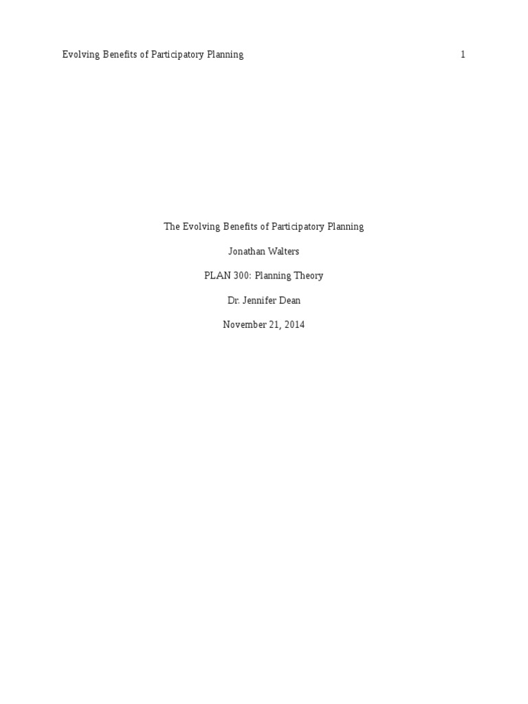 Benefits of Participatory Planning | PDF | Urban Planning | Public ...