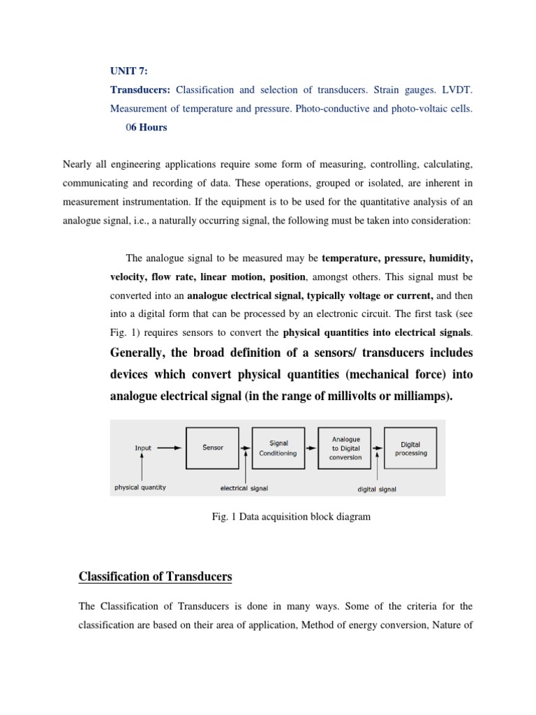 Transducer Classification and Selection | PDF | Electrical Resistance ...