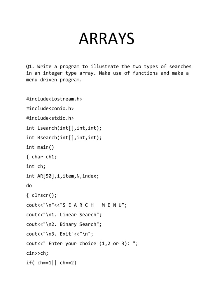 Array Search and Manipulation Programs | PDF | Array Data Structure ...
