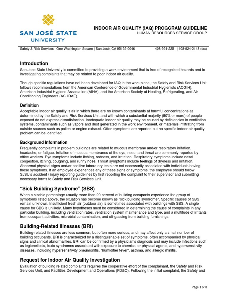 Indoor Air Quality (Iaq) Proggram Guideline | PDF | Diseases And ...