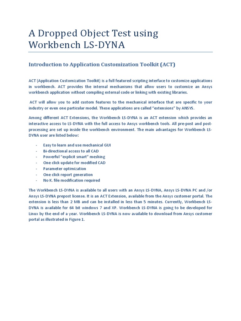 A Dropped Object Test Using Ansys LS - DYNA - Final | PDF