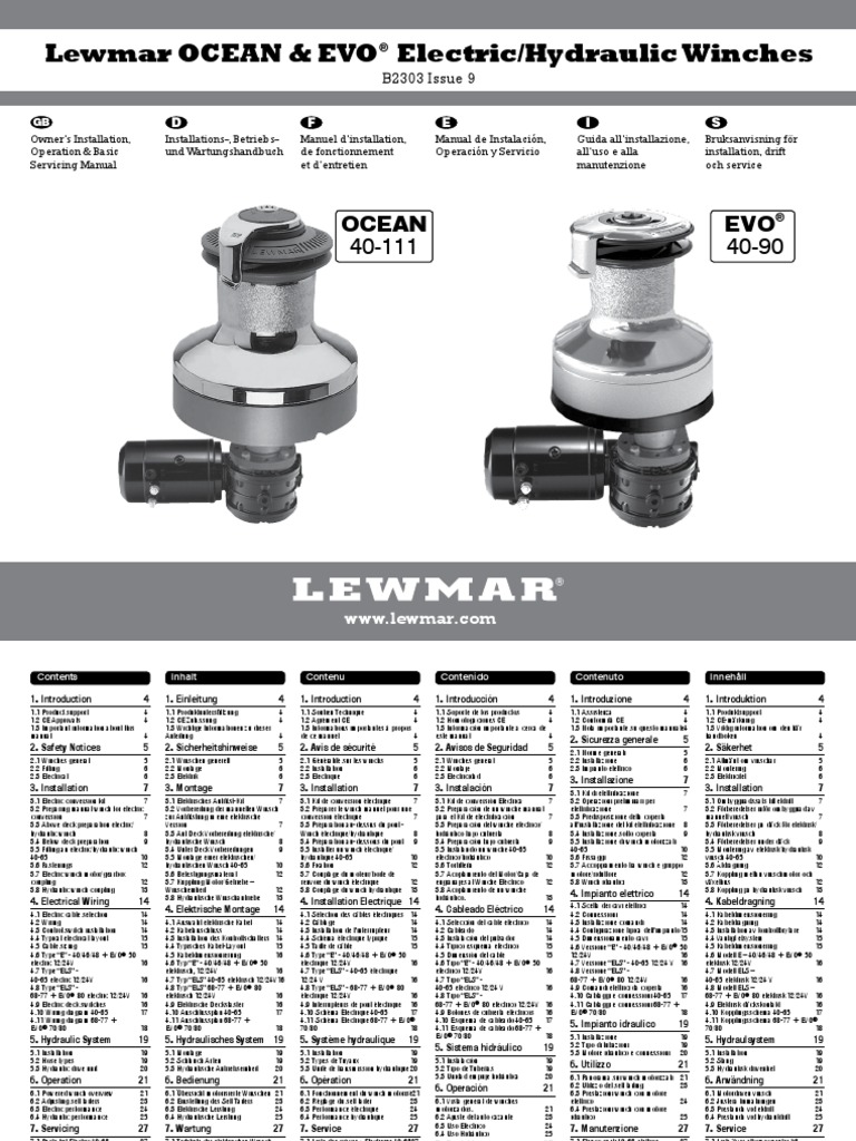 Lewmar Evo Ocean Electric Winch Manual PDF Machines Science