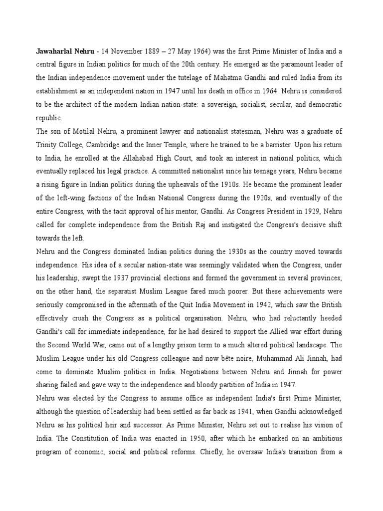 Jawaharlal nehru wikipedia image
