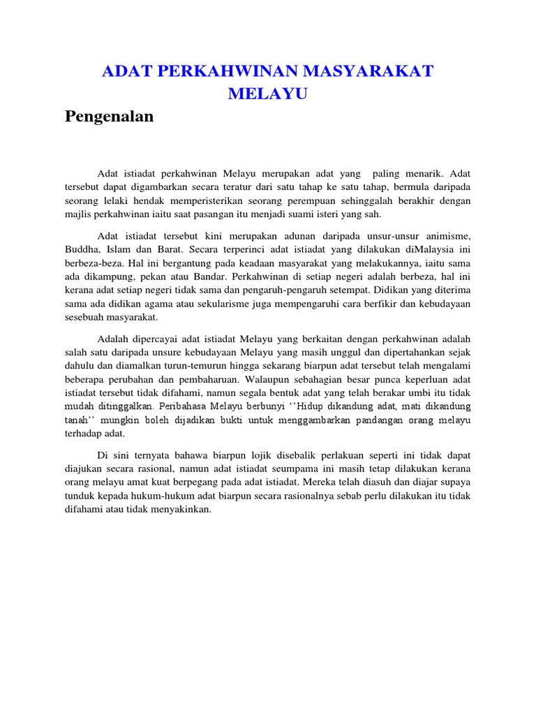 Adat Perkahwinan Melayu  PDF