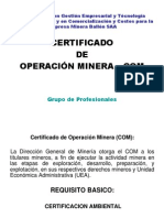 Certificado de Operacion Minera COM