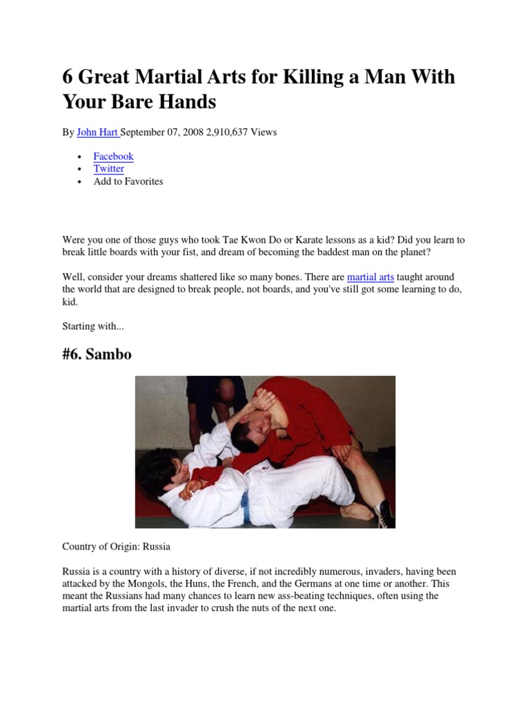 6 Great Martial Arts For Killing A Man With Your Bare Hands PDF