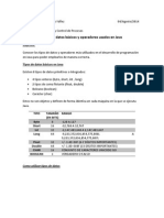 Tipos de Datos Básicos y Operadores Usados en Java