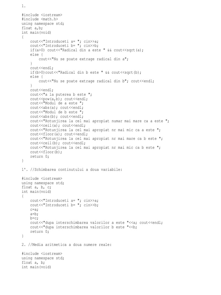 Probleme Rezolvate C++ | PDF