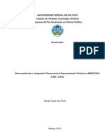 Democratizando a Integração? Democracia e Representação Política no MERCOSUL (1985 – 2013).