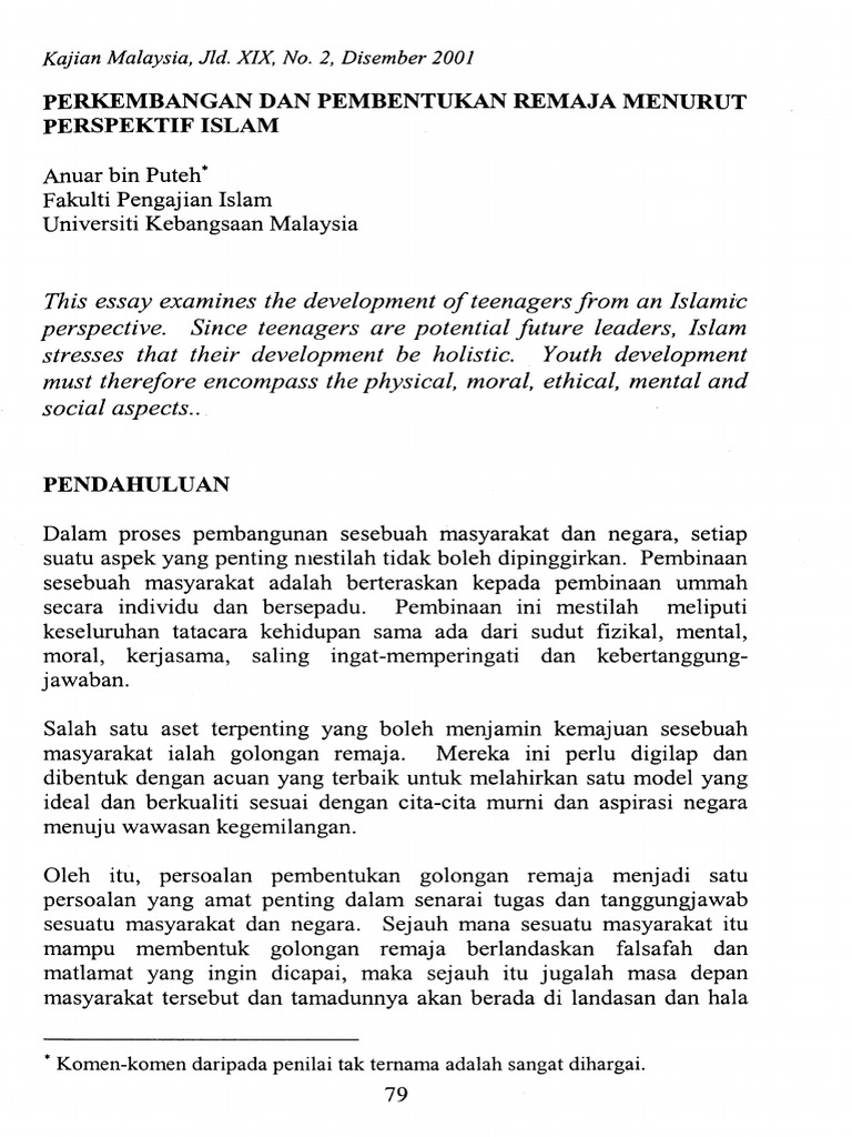 Perkembangan Dan Pembentukan Remaja Menurut Perspektif Islam Pdf