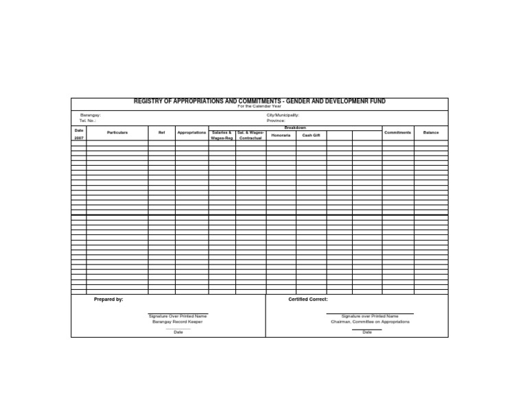 Registry of Appropriations Format | PDF