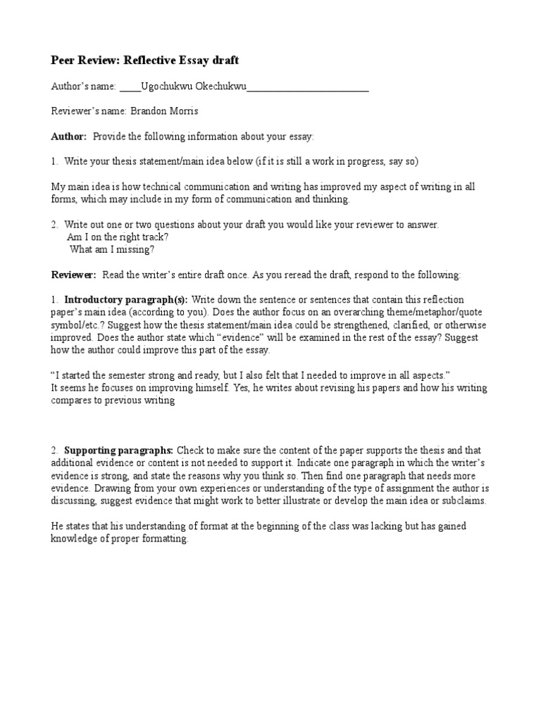 Reflective essay thesis examples image