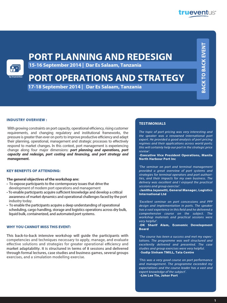 Training on Port Operations, Planning, Redesigning and Strategy