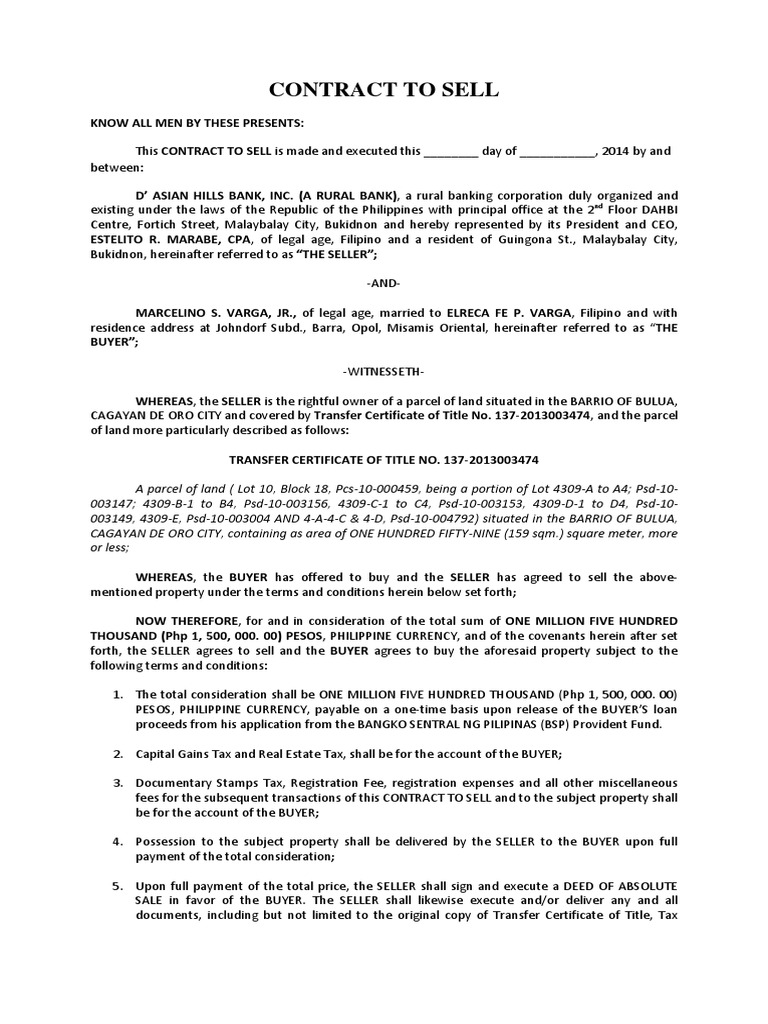 Contract to Sell Taxes Economies