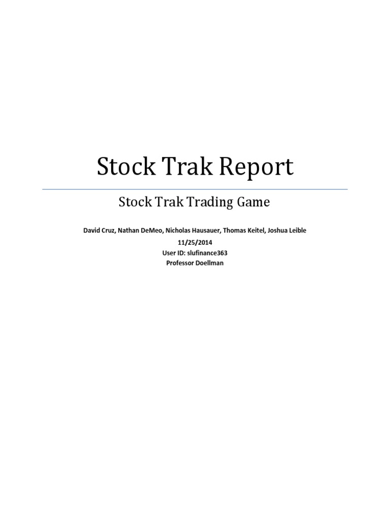 Stock Trak Trading Game Analysis | PDF | Stock Market | Stocks