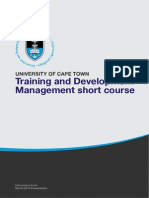 Uct Training and Development Management Course Information Pack