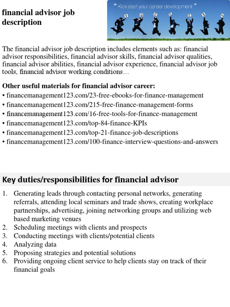 Roles and duties of financial consultant