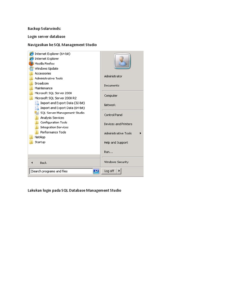 Backup Procedure for SolarWinds Database | PDF | Computers