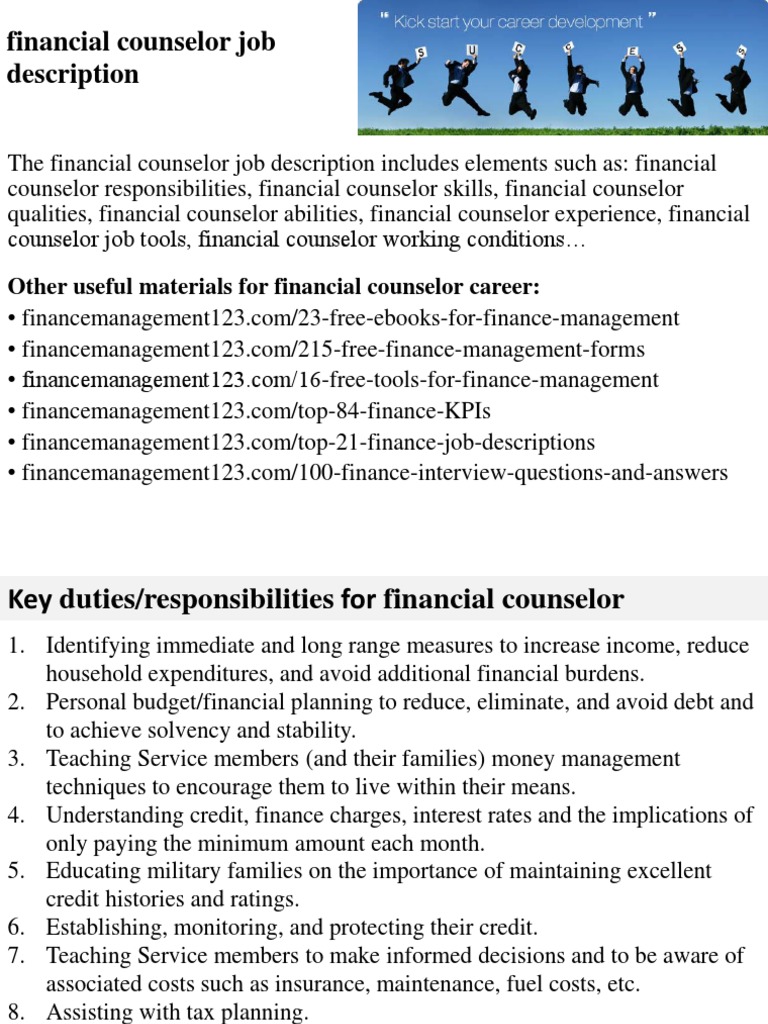 Financial Counselor Job Description PDF Competence (Human Resources