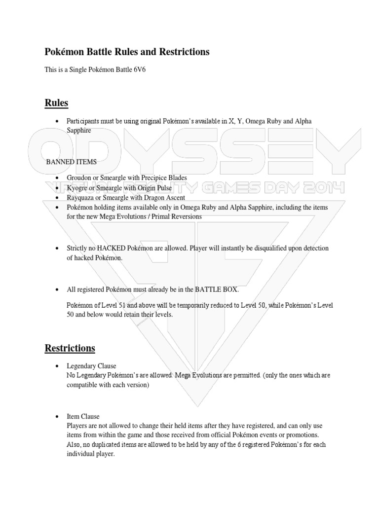 Pokémon Battle Rules and Restrictions - 2 | PDF | Japanese Games | Works