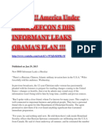 Alert America Under Attack Defcon 5 Dhs Informant Leaks Obama S Plan