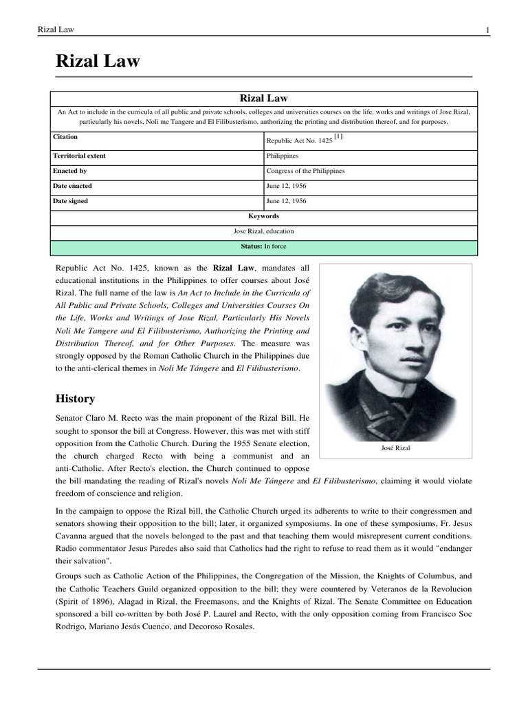 what is rizal law essay