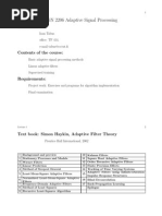 Adaptive Signal Processing Lecture Note