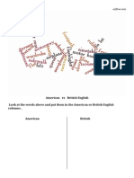 US Vs UK English Vocabulary Exercise PDF