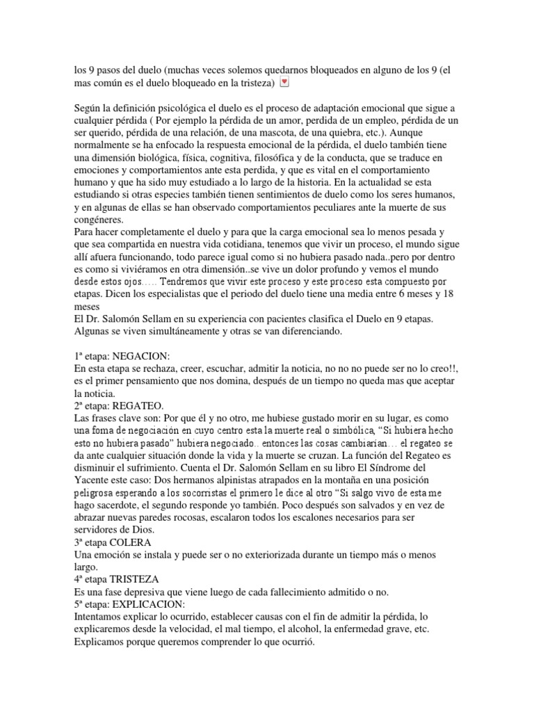 9 Etapas del Duelo y su Proceso | PDF | Dolor | Cognición