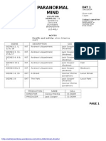 Paranormal Mind: Call Sheet Day 1