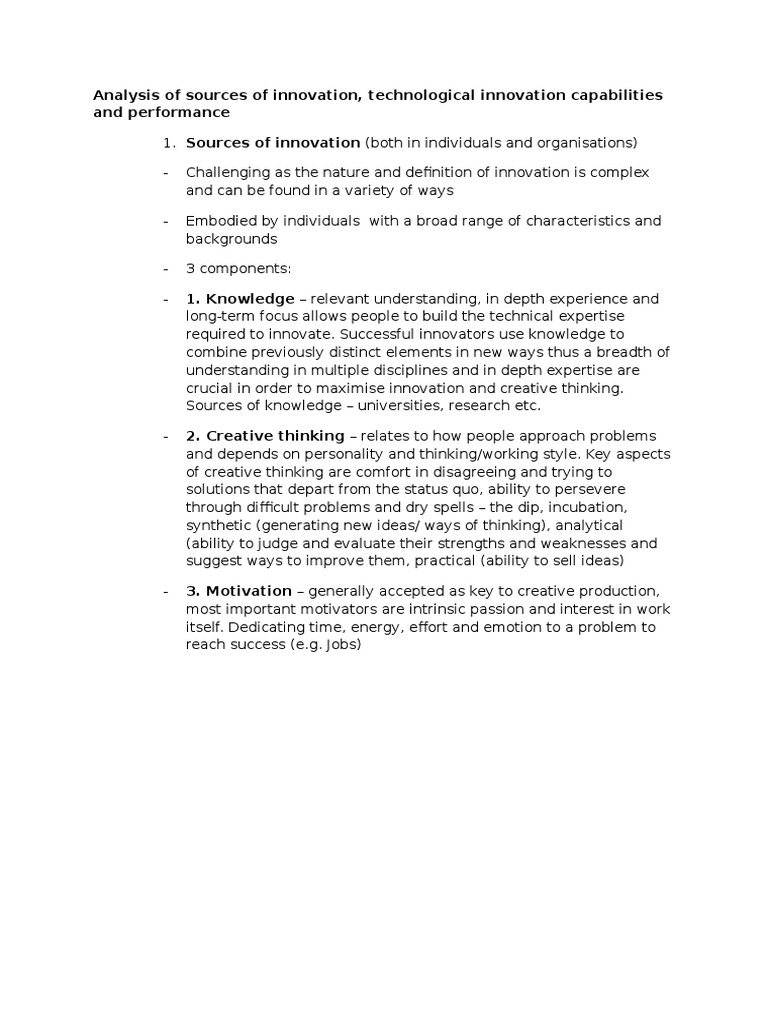 Sources of Innovation Analysis | PDF | Innovation | Creativity