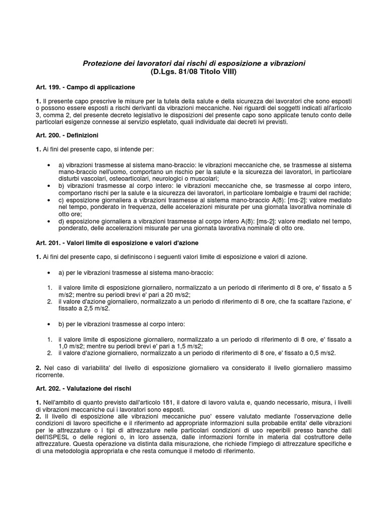 D.lgs. 8108. Titolo VIII e Allegato