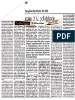 Iftikhar-ul-Awwal (2001) 'Anatomy of AL Poll Debacle', Published in The New Nation (Bangladesh), October 20, 2001