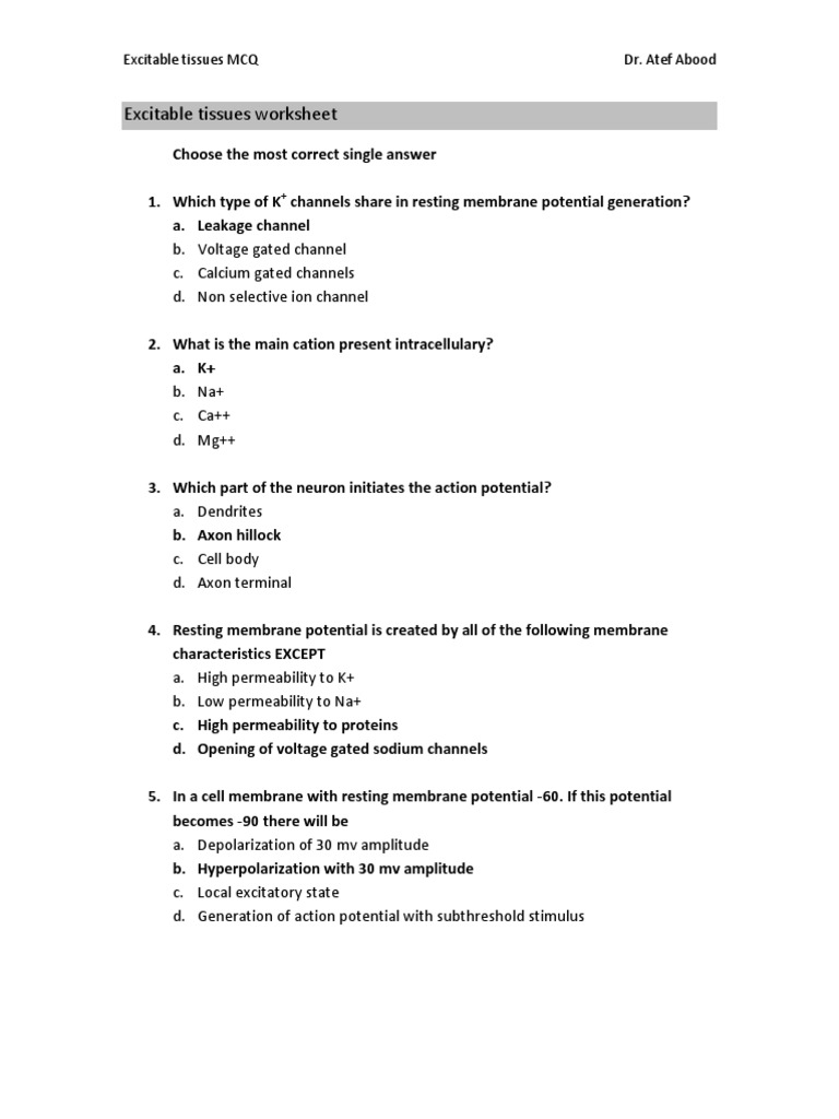 excitable-tissues-worksheet-with-answers-action-potential-muscle-contraction