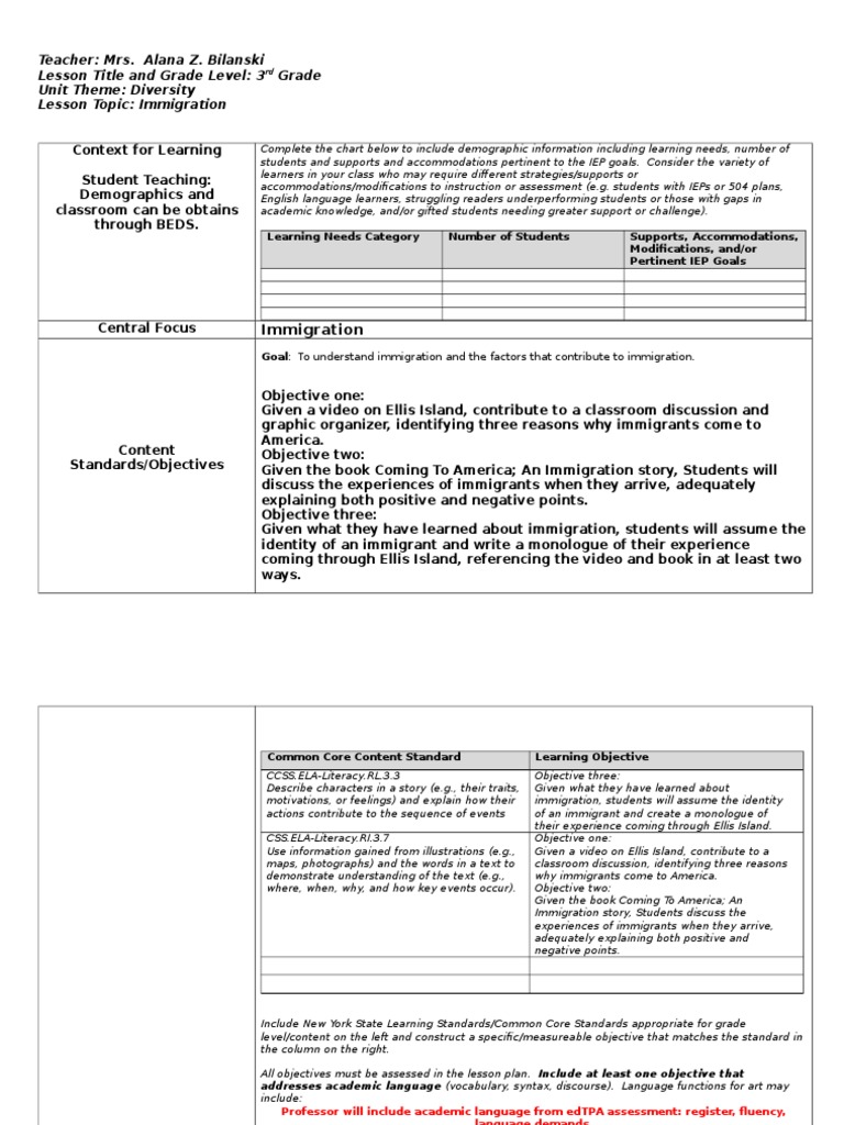 edu 523standard lesson plansocial studies Educational Assessment