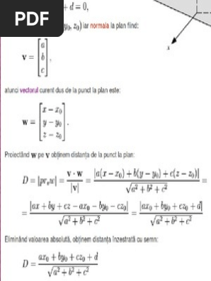Distanta De La Un Punct La Un Plan