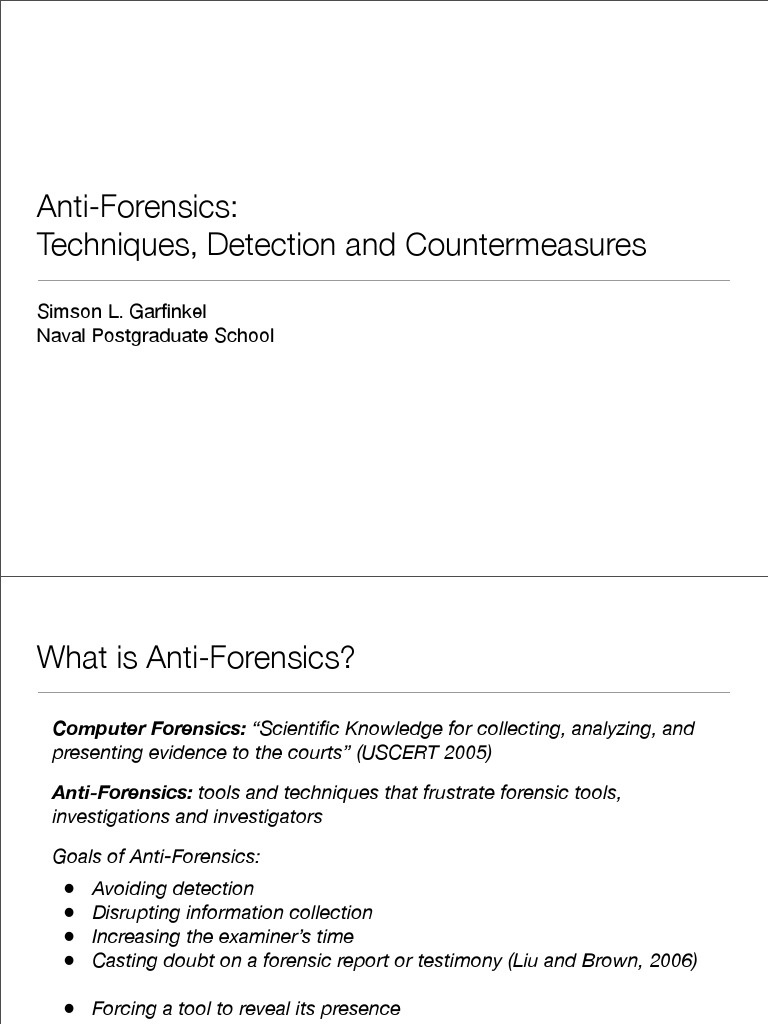 Anti-Forensics - Techniques Detection and Countermeasures PDF | PDF