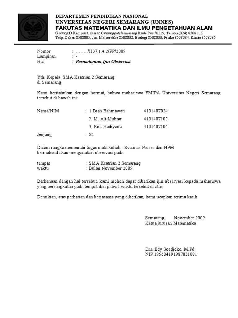 Surat Izin Observasi