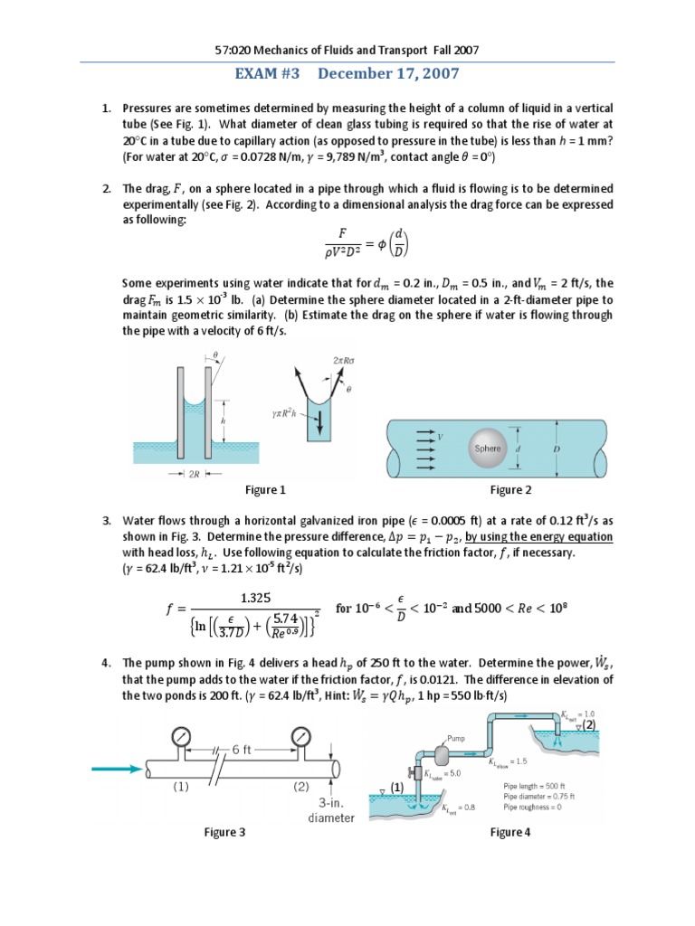 Fluid Mechanics Exam Analysis | PDF