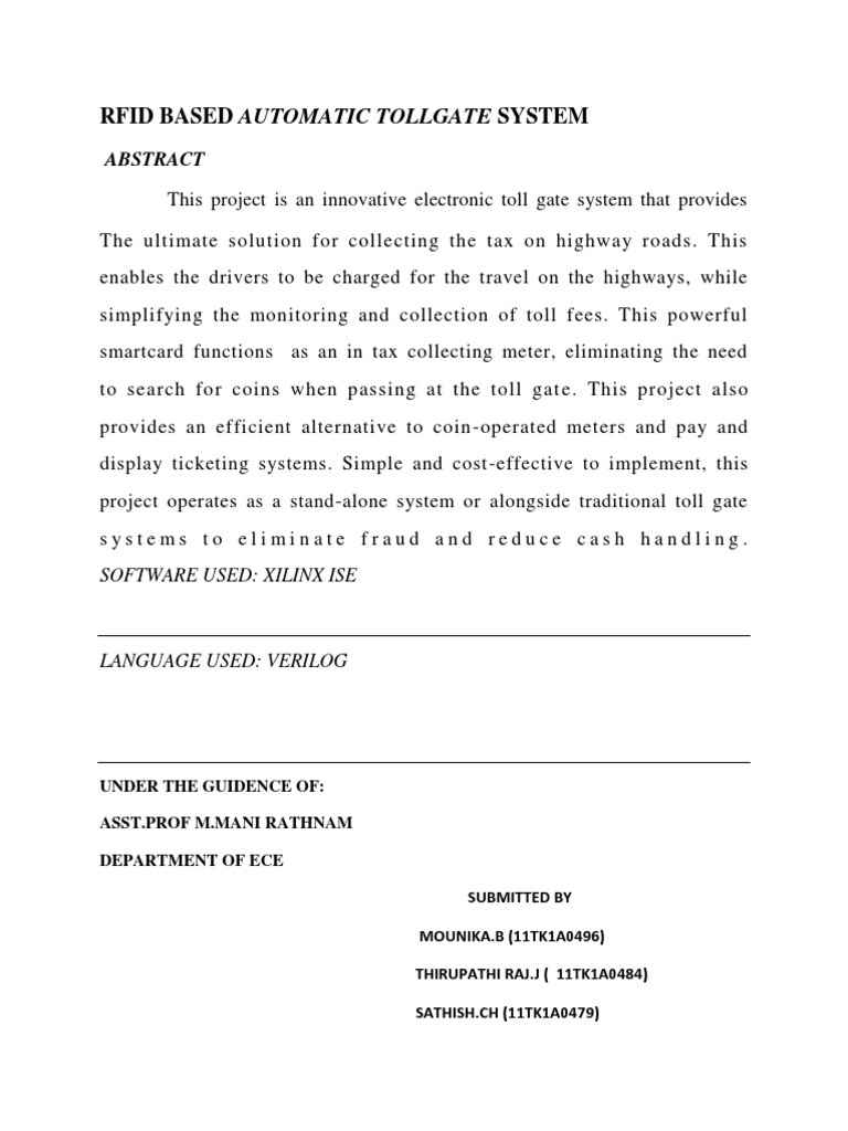 Rfid Based Automatic Tollgate System PDF