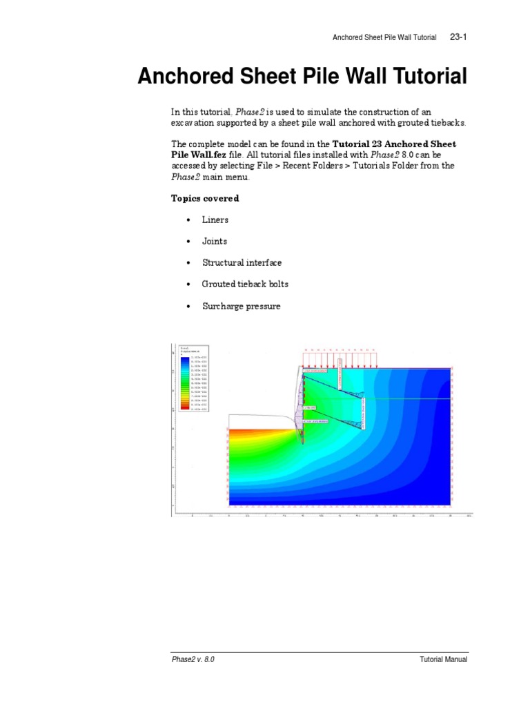 Tutorial 23 Anchored Sheet Pile Wall | PDF | Deep Foundation | Screw