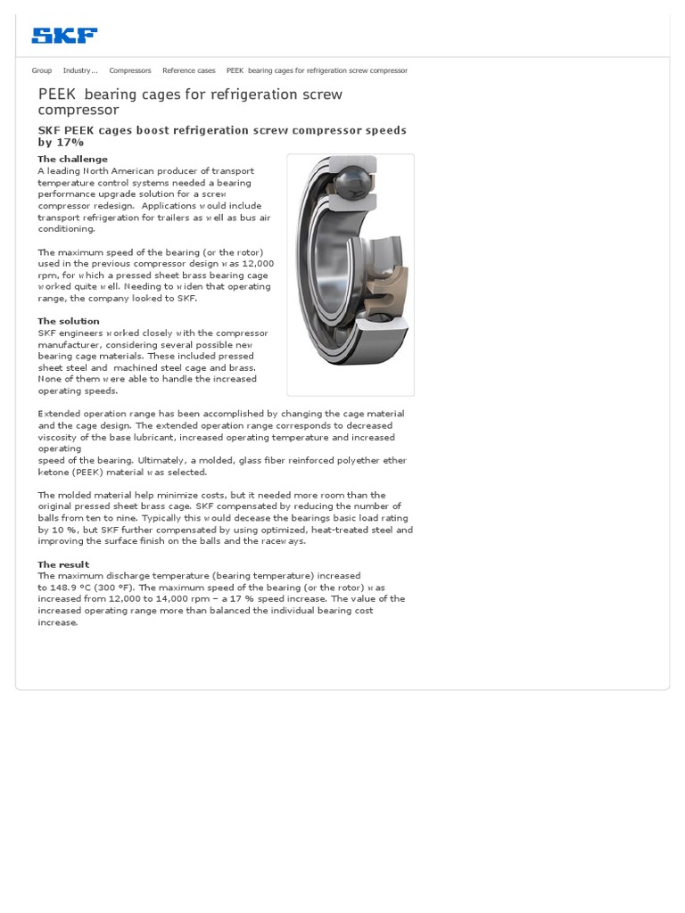 PEEK Bearing Cages For Refrigeration Screw Compressor PDF Bearing