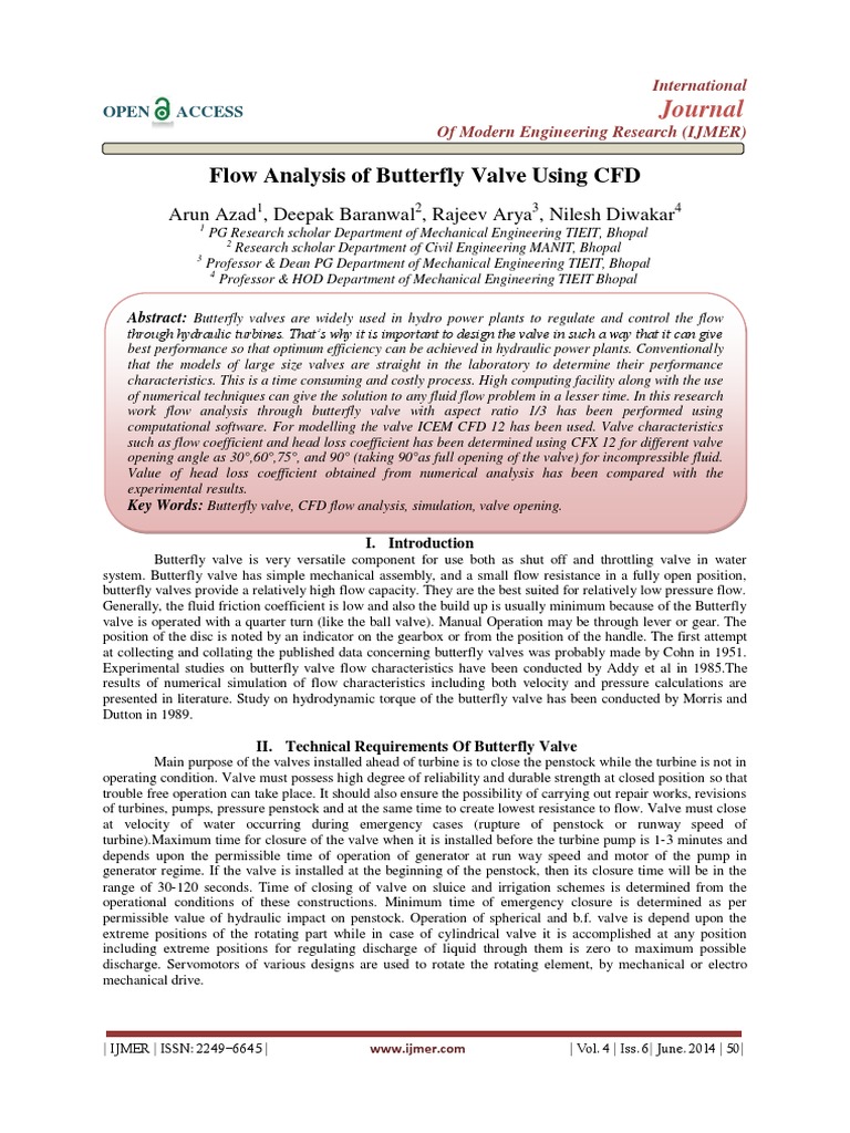 CFD Analysis of Butterfly Valve Flow | PDF | Computational Fluid ...