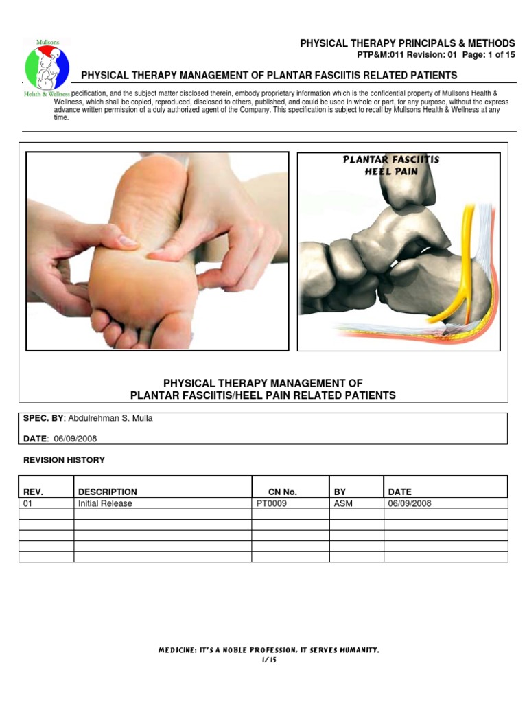 Physical Therapy for Plantar Fasciitis | PDF | Foot | Pain